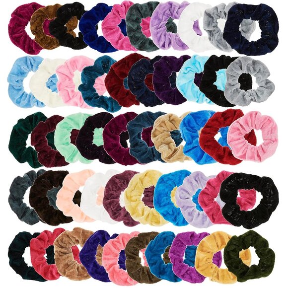 Scrunchie Set of 50 Comfy, Colorful Scrunchies in a Convenient Drawstring Storag - Picture 1 of 8